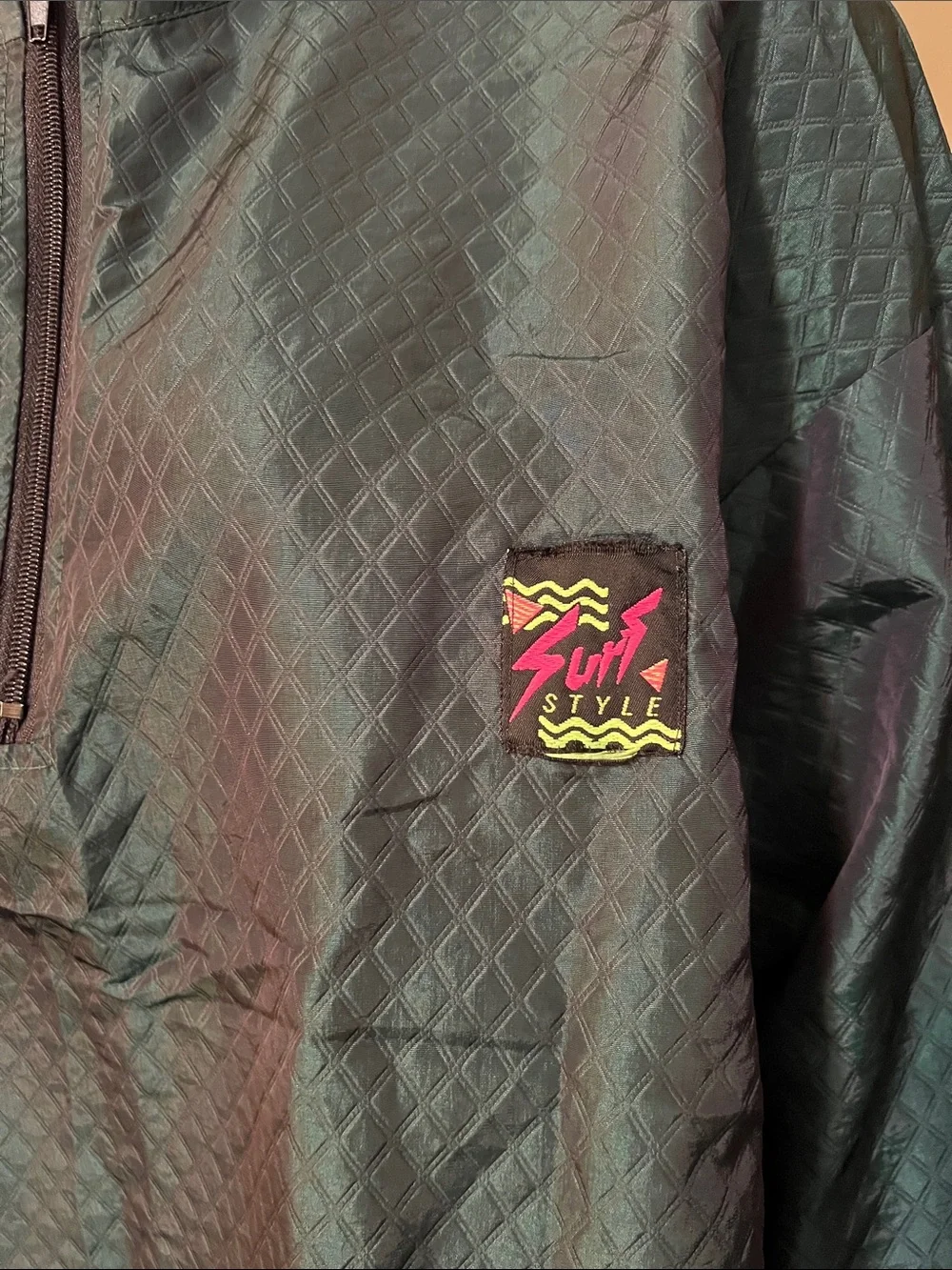 surf style Dark Green Half-Zip Utility Jacket